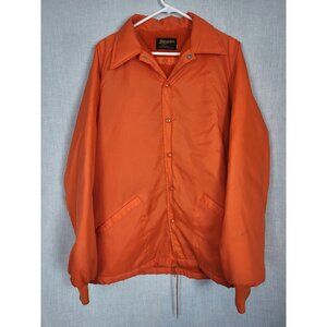 Vintage Swingster Orange Lined Jacket Men's XL Hunting Coach Hooded Soft Work